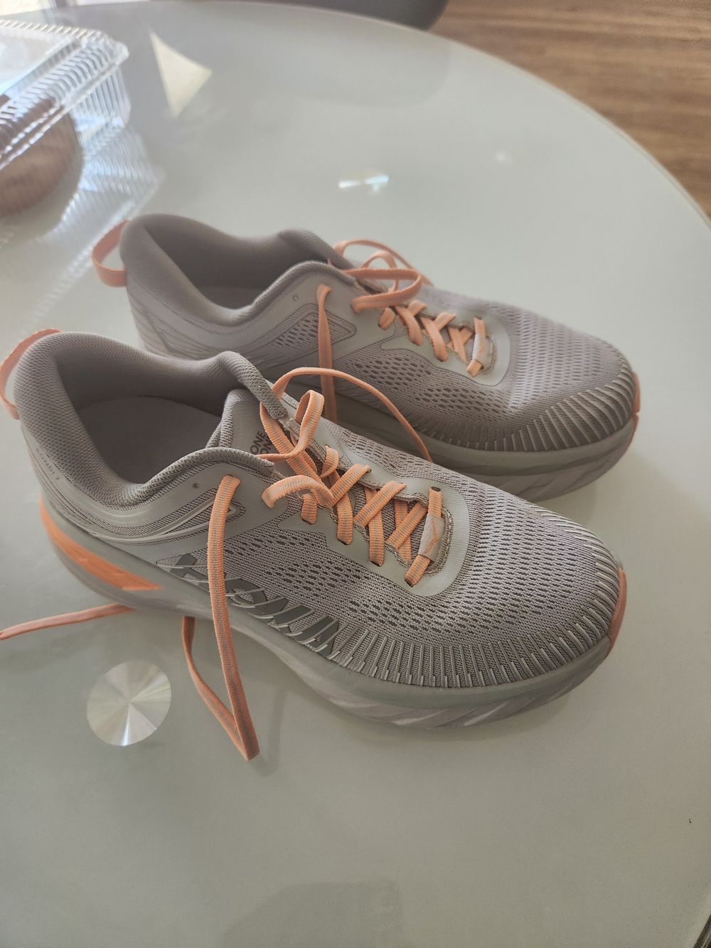 Women's Gray Athletic Shoes with Peach Accents